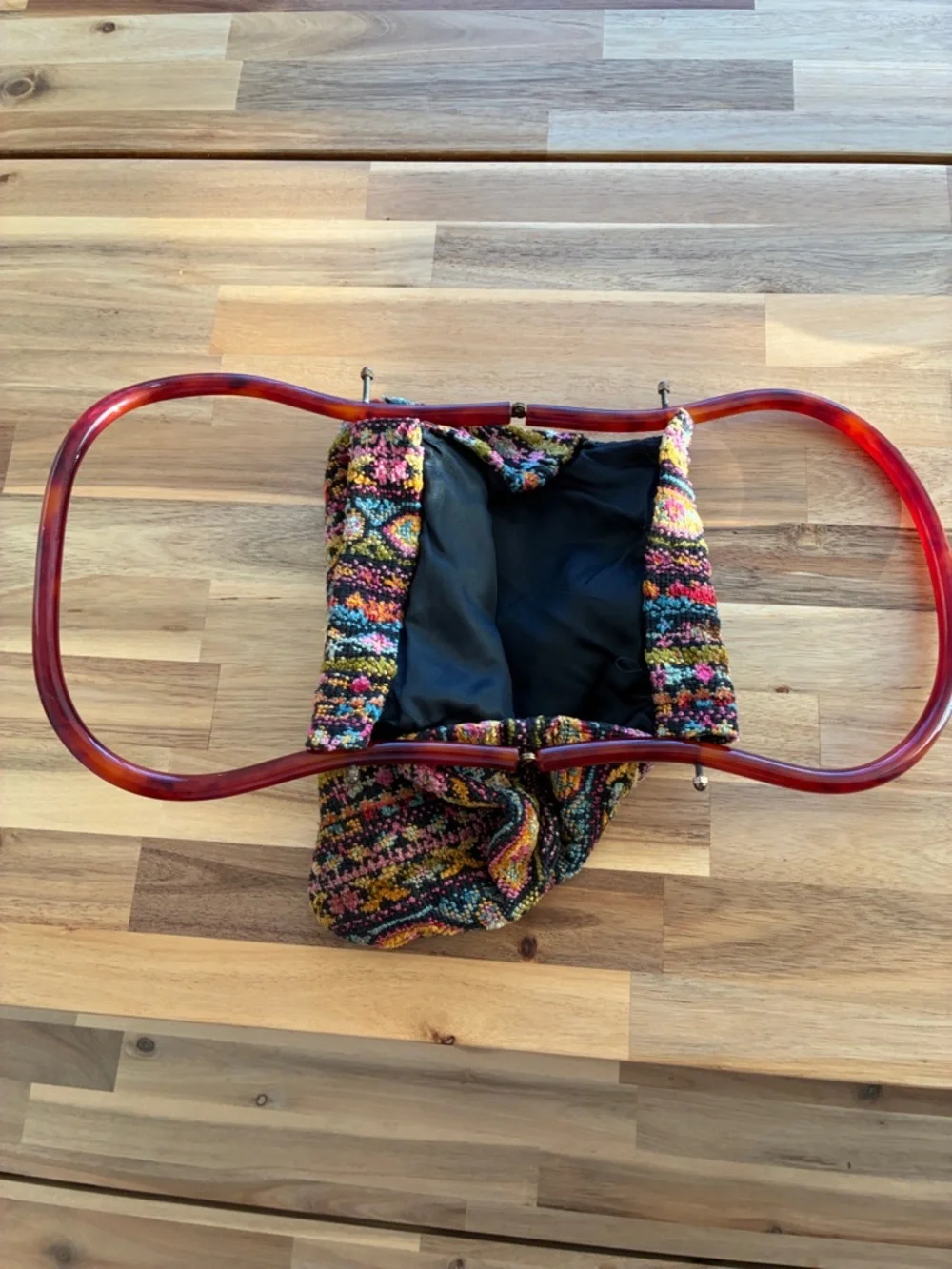 Vintage Tapestry Handbag with Lucite Handles - Picture 7 of 7